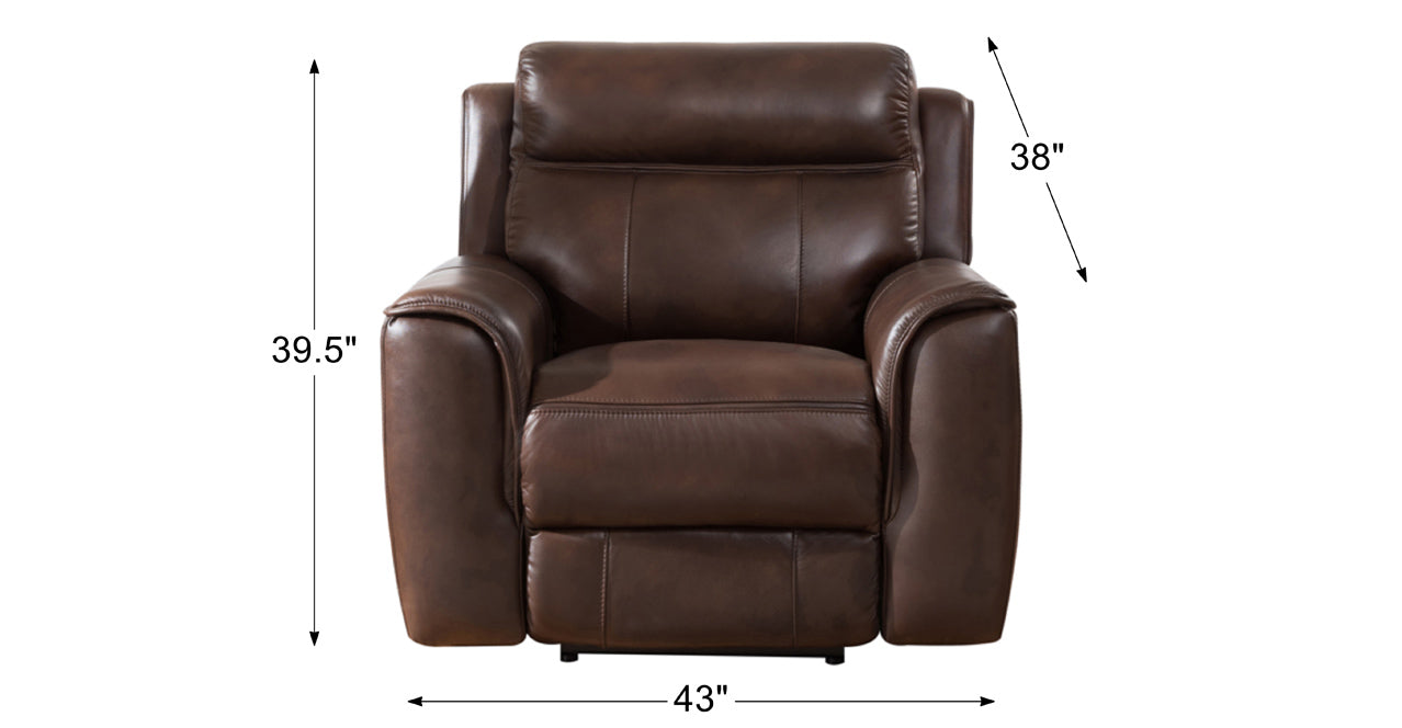 Florence Power Reclining Leather Sofa, Chestnut Brown